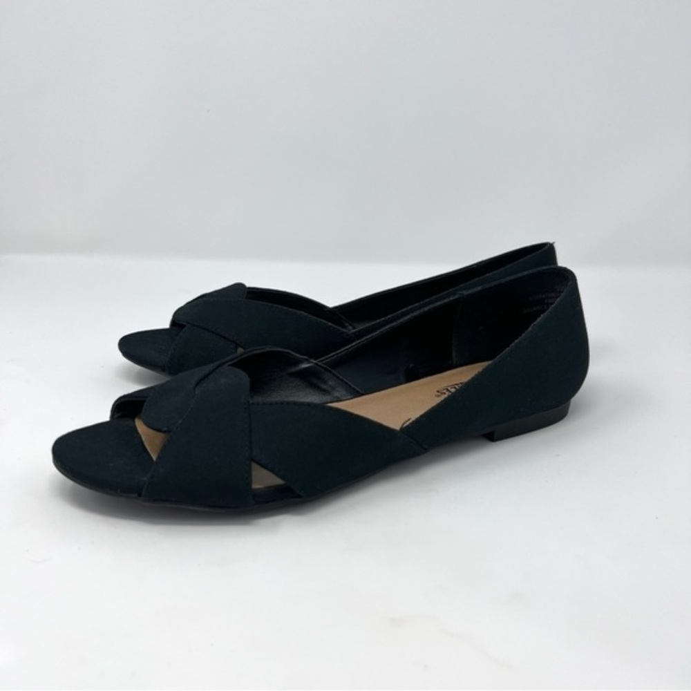 SEYCHELLES Black Peep Toe Flats 9 WIDE